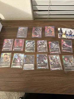 Gundam Card Game lot of 1, GD03 R/ LR cards + Currency And Resource - Image 1