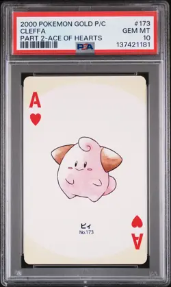 2000 POKEMON GOLD VERSION PART 2 PLAYING CARDS ACE OF HEARTS #173 CLEFFA PSA 10 - Image 1
