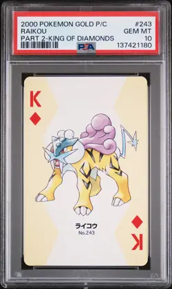 2000 POKEMON GOLD VERSION PART 2 PLAYING CARDS KING OF DIAMONDS RAIKOU PSA 10 - Image 1