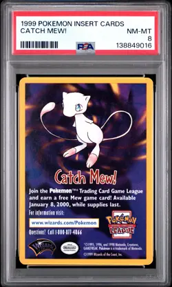 1999 POKEMON INSERT CARDS CATCH MEW! PSA 8 - Image 1
