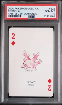 2000 POKEMON GOLD VERSION PART 2 PLAYING CARDS 2 OF DIAMONDS #222 CORSOLA PSA 10 - Image 1