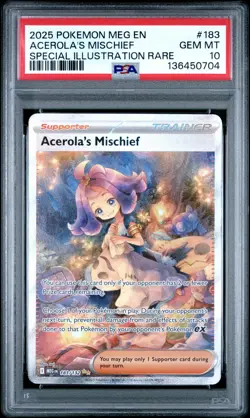 2025 POKEMON MEGA EVOLUTION SPECIAL ILLUSTRATION RARE ACEROLA'S MISCHIEF PSA 10 - Image 1