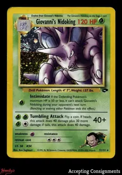2000 Pokemon Gym Challenge Unlimited #7 Giovanni's Nidoking HOLO w/ Swirl - Image 1