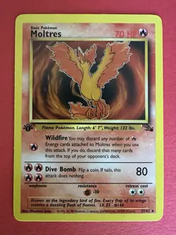 Moltres 24/62 1st Edition Fossil Rare Pokemon WOTC 1999 NM - Image 1