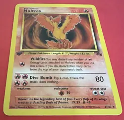 Moltres 24/62 1st Edition Fossil Rare Pokemon WOTC 1999 NM - Image 2