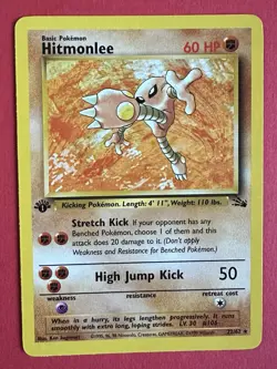 Hitmonlee 22/62 1st Edition Fossil Rare Pokemon WOTC 1999 NM - Image 1