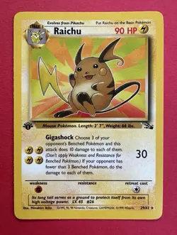 Raichu 29/62 1st Edition Fossil Rare Pokemon WOTC 1999 NM - Image 1