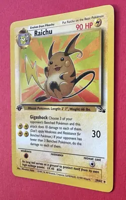 Raichu 29/62 1st Edition Fossil Rare Pokemon WOTC 1999 NM - Image 3