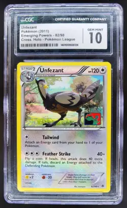2011 Pokemon Black & White Emerging Powers Holo Unfezant #82/98 CGC 10 CG4 - Image 1