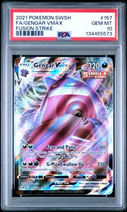 2021 POKEMON SWORD & SHIELD FUSION STRIKE #157 FULL ART/GENGAR VMAX PSA 10 - Image 1