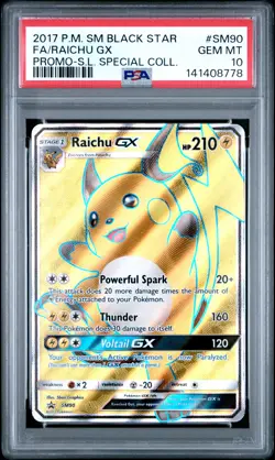 2017 POKEMON SM BLACK STAR PROMO #SM90 FULL ART/RAICHU GX PSA 10 - Image 1