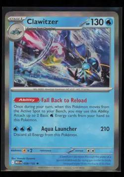 Clawitzer 038/132 Pokemon Mega Evolution Rare Near Mint - Image 1