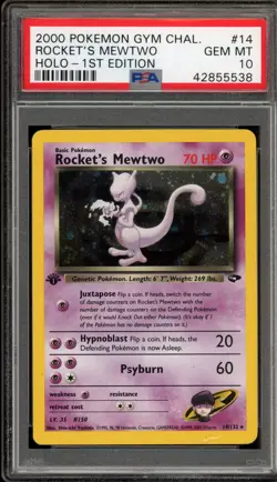 Pokemon Rocket's Mewtwo Gym Challenge 1st Edition Holo Rare #14 PSA 10 Gem Mint - Image 1
