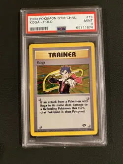 2000 Pokemon GYM CHAL. KOGA - HOLO #19; PSA 9 Mint - Image 1