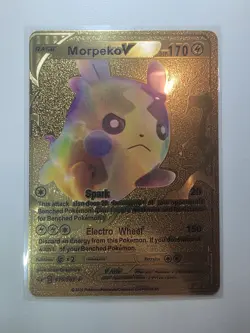 Morpeko V Full Art Gold Rare Pokemon Card SWSH Promo 037/198 - Image 1