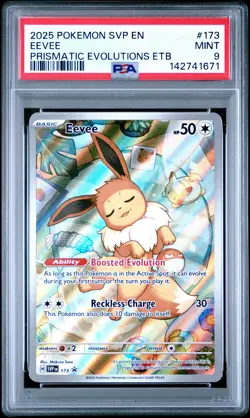 2025 POKEMON SVP PRISMATIC EVOLUTIONS ELITE TRAINER BOX #173 EEVEE PSA 9 - Image 1