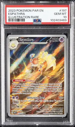 2023 POKEMON PAR EN-PARADOX RIFT ILLUSTRATION RARE #197 ESPATHRA PSA 10 - Image 1