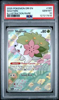 2025 POKEMON DRI EN-DESTINED RIVALS ILLUSTRATION RARE #185 SHAYMIN PSA 10 - Image 1