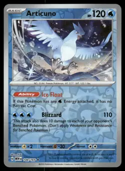 Articuno 144/165 Reverse Holo Scarlet & Violet Pokemon TCG trading card - Image 1