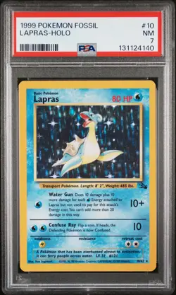 1999 POKEMON FOSSIL #10 LAPRAS-HOLO PSA 7 - Image 1