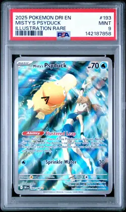 2025 Pokemon Destined Rivals DRI En Misty's Psyduck Illustration Rare #193 PSA 9 - Image 1