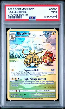 2023 POKEMON SWORD & SHIELD CROWN ZENITH #GG08 FULL ART/ELECTIVIRE PSA 9 - Image 1