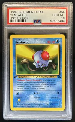 1999 Pokemon Fossil 1st Edition Tentacool #56/62 PSA 10 - Image 1