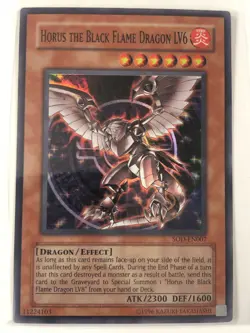 Horus the Black Flame Dragon LV6 SOD-EN007 Super Rare YuGiOh MP-HP - Image 1