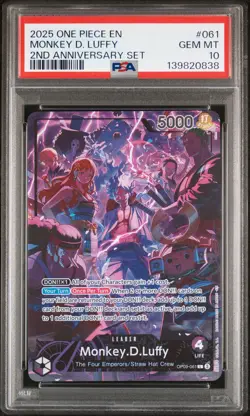 2025 ONE PIECE ENGLISH VERSION 2ND ANV SET #061 MONKEY D. LUFFY PSA 10 - Image 1
