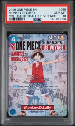 2026 ONE PIECE PROMOS ONE PIECE COLLEGE BK: US VOYAGE MONKEY D. LUFFY PSA 10 - Image 1