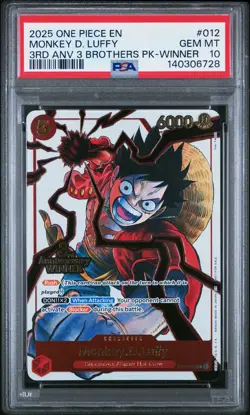 2025 ONE PIECE 3RD ANV TOURNAMENT 3 BROTHERS PACK WINNER MONKEY D. LUFFY PSA 10 - Image 1