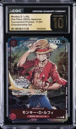 2022 ONE PIECE JPN TOURNAMENT PROMOS CHAMP SET MONKEY D. LUFFY CGC 10 PRISTINE - Image 1