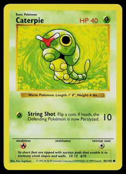 Pokemon Card - Caterpie Base Set (Shadowless) 45/102 Common - Image 1