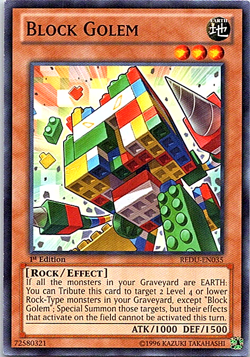 Block Golem REDU-EN035 Yu-Gi-Oh! Card Light Play 1st Edition - Image 1