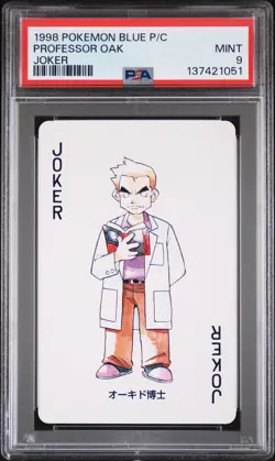 1998 POKEMON BLUE VERSION PLAYING CARDS JOKER PROFESSOR OAK PSA 9 - Image 1