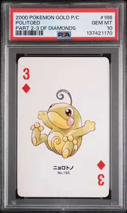 2000 POKEMON GOLD VERSION PART 2 PLAYING CARDS 3 OF DIAMONDS POLITOED PSA 10 - Image 1