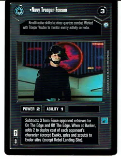 STAR WARS CCG ENDOR RARE CARD NAVY TROOPER FENSON ex - Image 1