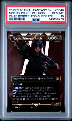 2025 MTG FINAL FANTASY BORDERLESS #0546 NOCTIS PRINCE OF LUCIS PSA 10 - Image 1