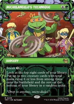 x1 Michelangelo's Technique - Foil - Showcase R MTG Teenage Mutant Ninja Turtles - Image 1