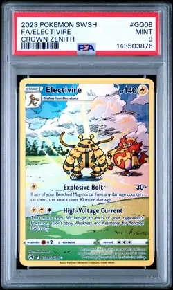 2023 POKEMON SWORD & SHIELD CROWN ZENITH #GG08 FULL ART/ELECTIVIRE PSA 9 - Image 1