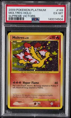 2009 POKEMON PLATINUM SUPREME VICTORS #149 MOLTRES-HOLO PSA 6 - Image 1