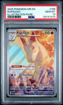 2025 POKEMON DRI EN-DESTINED RIVALS ILLUSTRATION RARE #189 RAPIDASH PSA 10 - Image 1