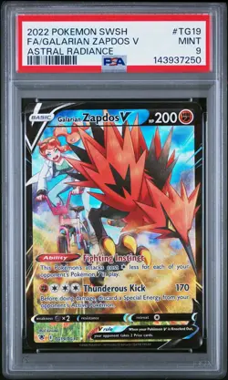 2022 Pokemon Galarian Zapdos V Astral Radiance TG19/TG30 Holo Ultra Rare PSA 9 - Image 1