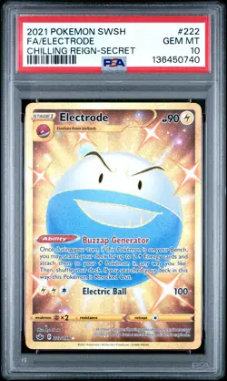 2021 POKEMON SWORD & SHIELD CHILLING REIGN SECRET #222 FULL ART/ELECTRODE PSA 10 - Image 1