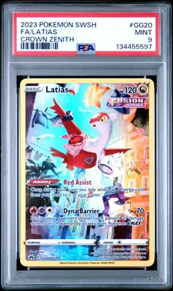 2023 POKEMON SWORD & SHIELD CROWN ZENITH #GG20 FULL ART/LATIAS PSA 9 - Image 1