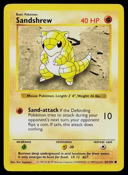 Pokemon Card - Sandshrew Base Set (Shadowless) 62/102 Common - Image 1