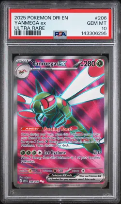 2025 POKEMON DRI EN-DESTINED RIVALS ULTRA RARE #206 YANMEGA EX PSA 10 - Image 1