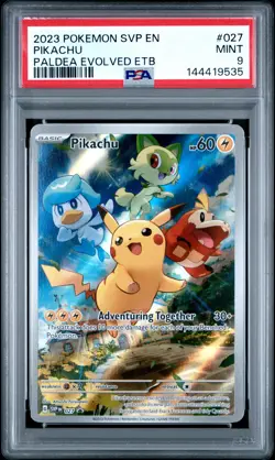 2023 POKEMON PALDEA EVOLVED ELITE TRAINER BOX #027 PIKACHU PSA 9 - Image 1
