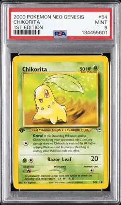 2000 POKEMON NEO GENESIS 1ST EDITION #54 CHIKORITA PSA 9 - Image 1