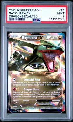 2012 POKEMON B&W DRAGONS EXALTED #85 RAYQUAZA EX PSA 9 - Image 1